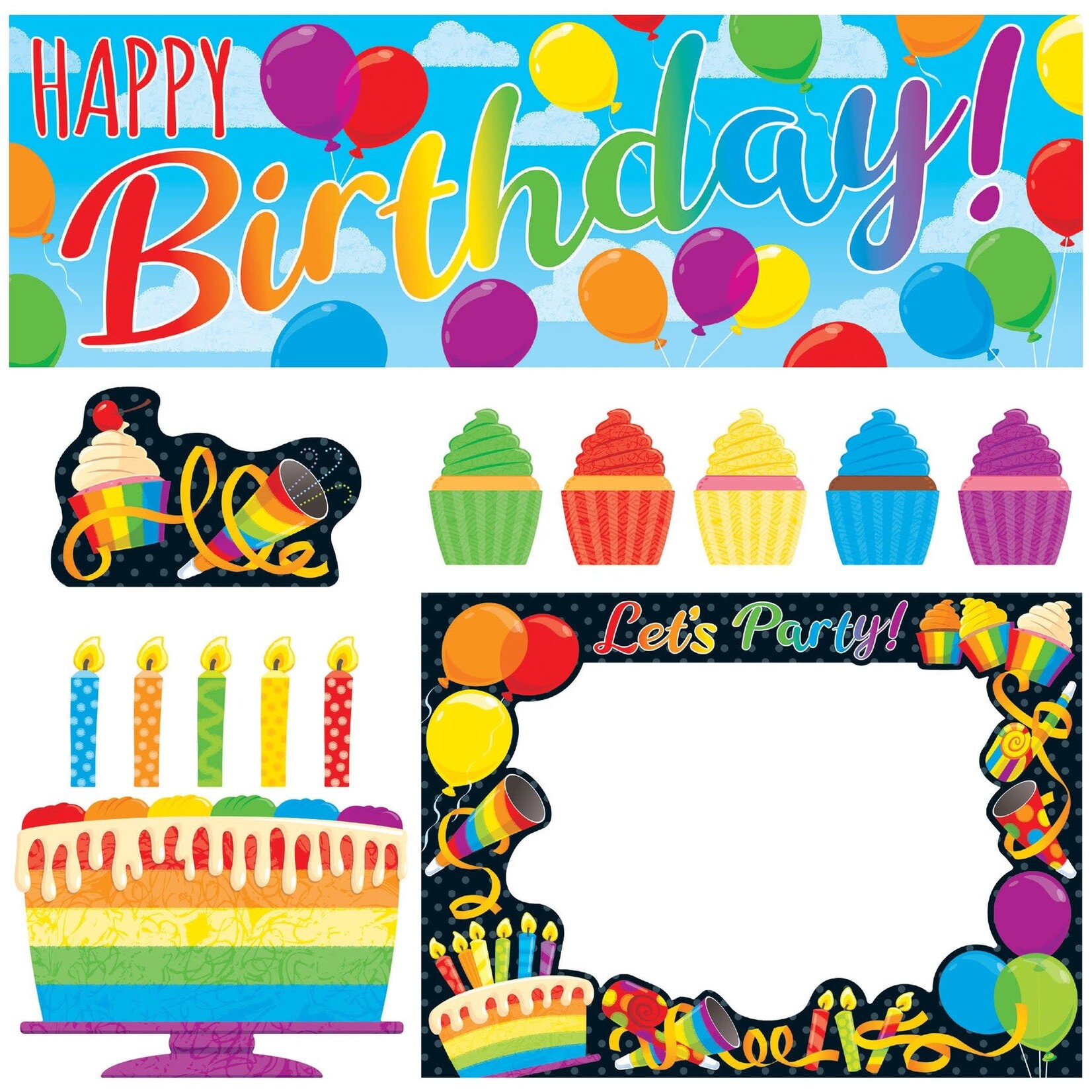 Trend Enterprises Rainbow Birthday Wipe-Off Learning Set [T19002]