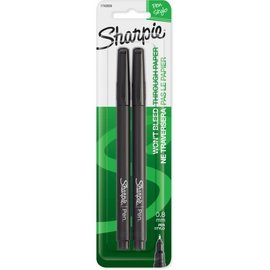 Sanford Brands Sharpie Pens Fine Point - Black Ink - Black, Silver Barrel - 2/ Pack