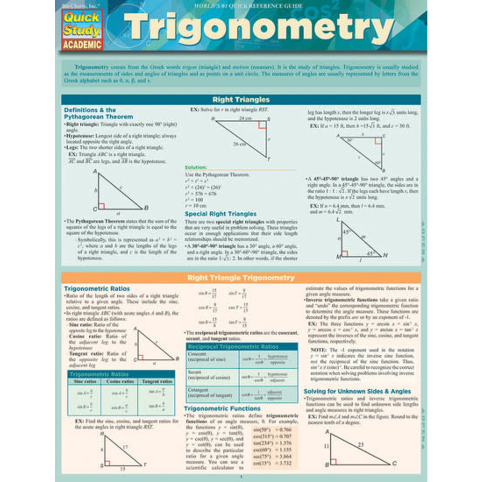 QuickStudy QuickStudy | Trigonometry Laminated Study Guide [233220]