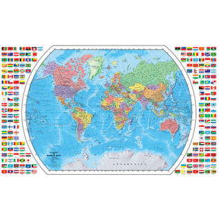 Replogle 4 Foot World Map with Flags