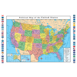 Replogle 4 Foot United States Map with Flags