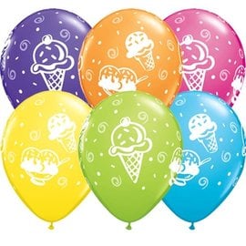 Qualatex Ice Cream Treats 11 Inch Assorted Color Latex Balloons 50 Count