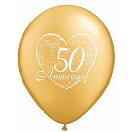 Qualatex Happy 50th Anniversary 11 Inch Gold Latex Balloons 50 Count