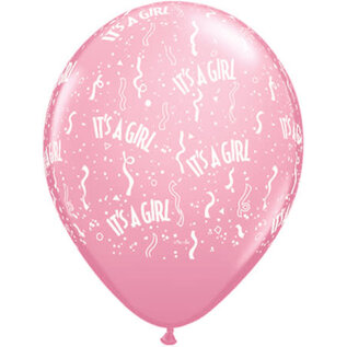 Qualatex It's A Girl Pink 11 Inch Latex Balloons 25 count