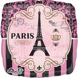 A Day in Paris 28 Inch Mylar Balloon - Paris Theme Balloon - 1 Pack NOT INFLATED