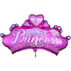 Princess Crown & Gem 32 Inch Mylar Balloon - 1 Pack NOT INFLATED