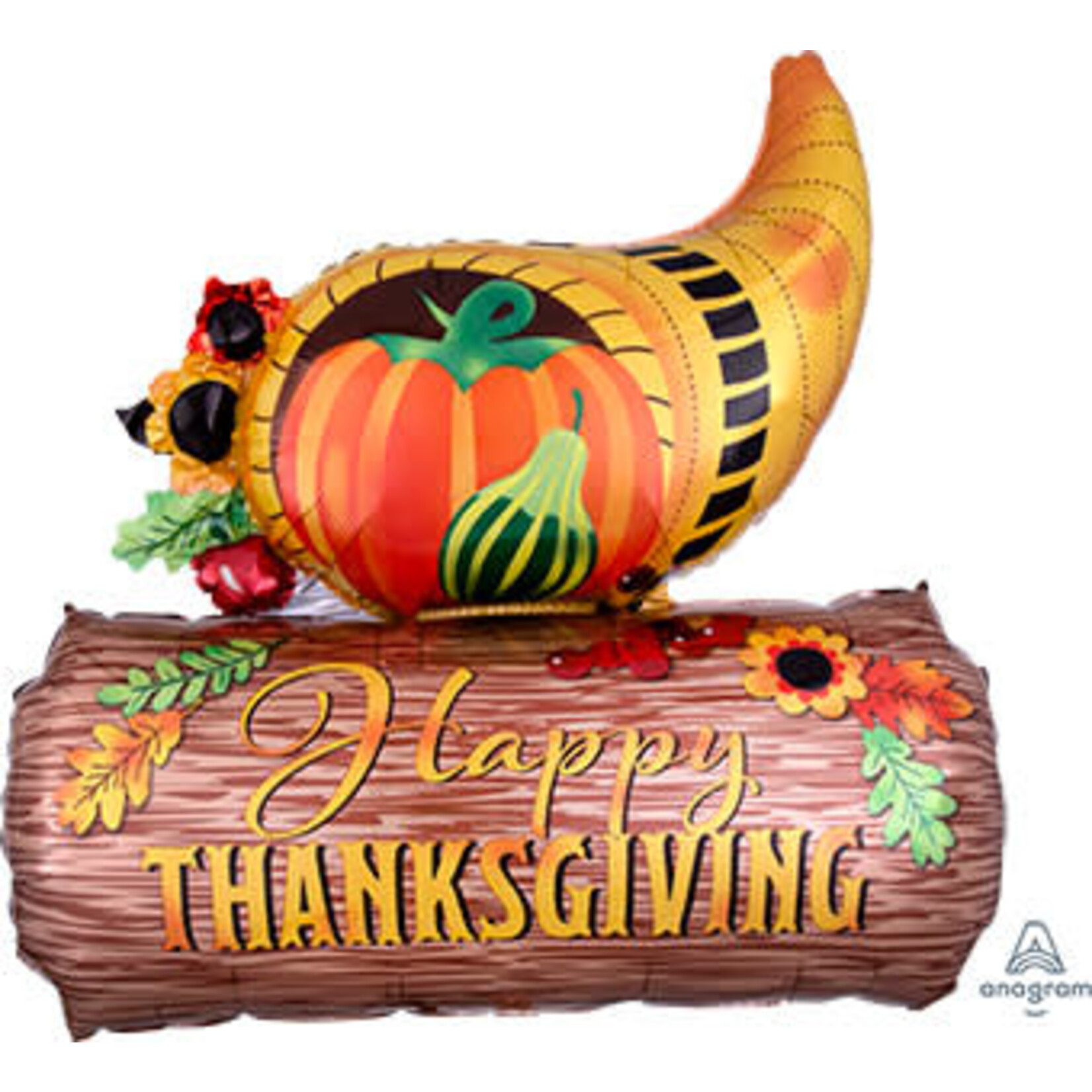 Large Shape Happy Thanksgiving Cornucopia 28 Inch Balloon - 1 Pack NOT INFLATED [39974]