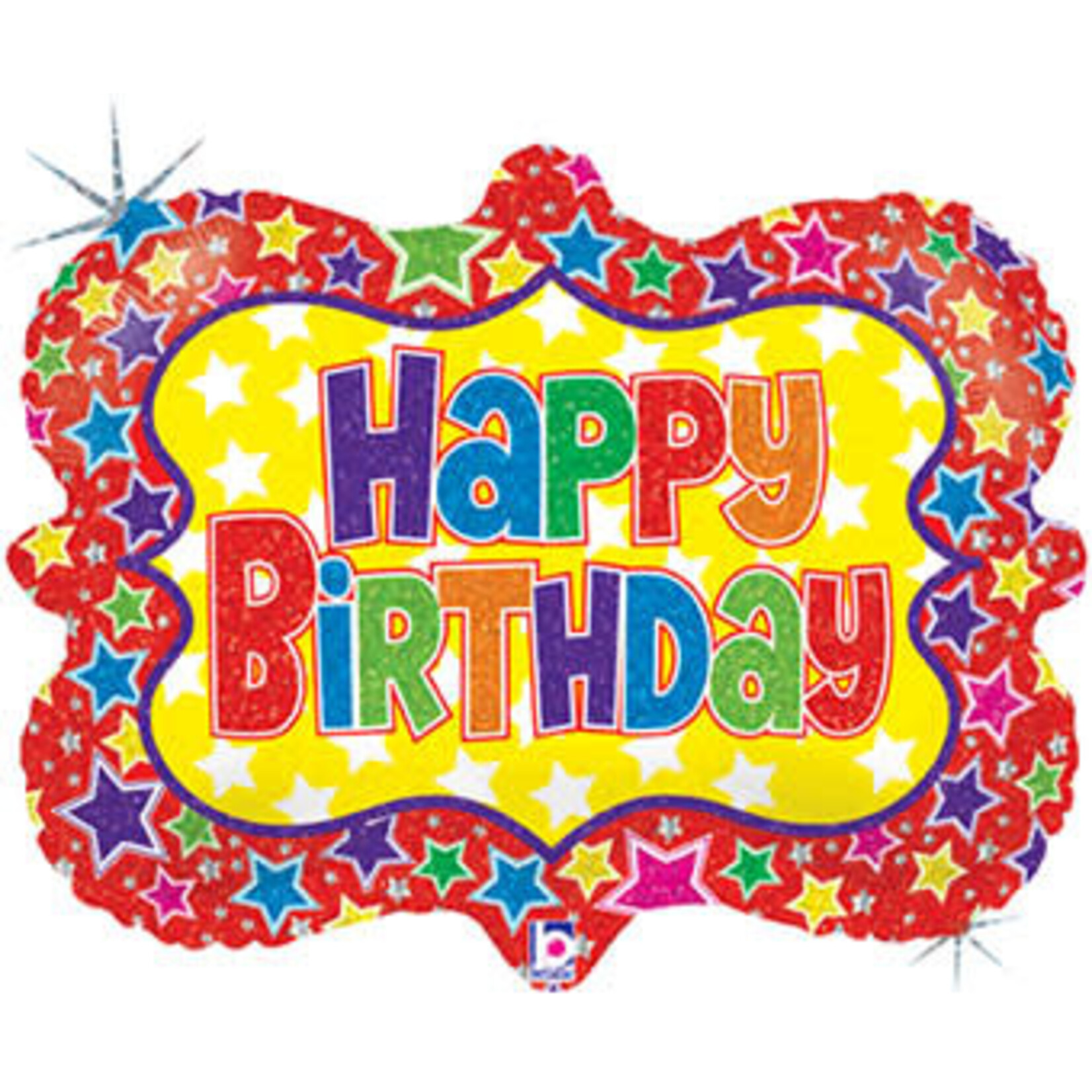 Large Shape Happy Birthday Picture Fram Holographic 30 Inch Balloon - 1 Pack NOT INFLATED [85823]