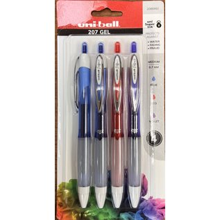 Uni-Ball Multicolor Retractable Gel Pen 4 Pack with Micro Points, Uni-Ball 207 Signo Click Pens are Fraud Proof and the Best Office Pens, Nursing Pens, Business Pens, School Pens, and Bible Pens