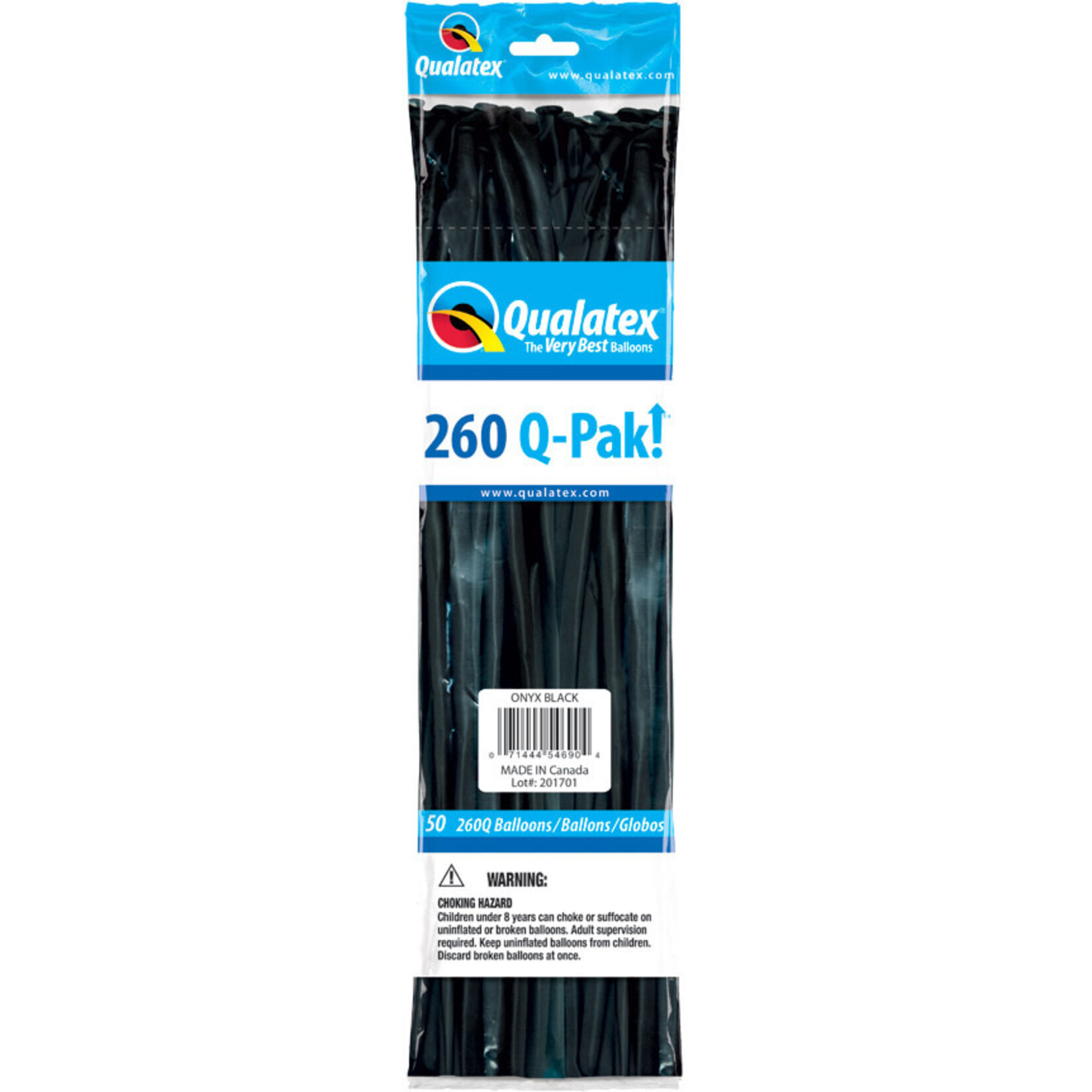 Qualatex Qualatex 260Q Nozzles Up Onyx Black Entertainer Balloons 50 Pack [54690]