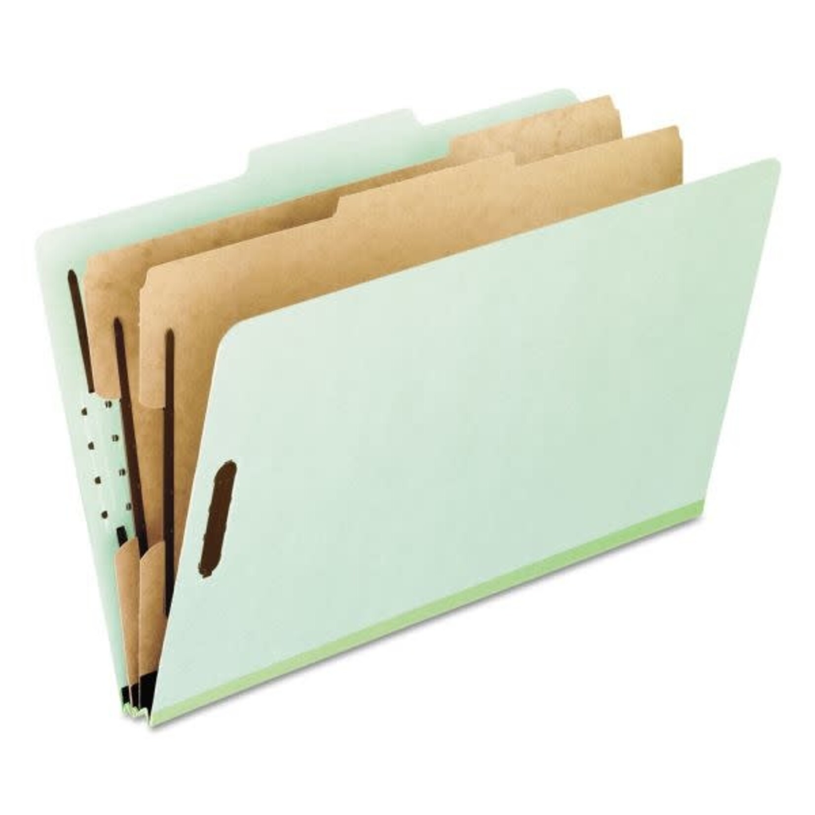PENDAFLEX Pendaflex Four-, Six-, and Eight-Section Pressboard Classification Folders, 2 Dividers, Embedded Fasteners, Letter Size, Green, 10/Box [PFX17173]