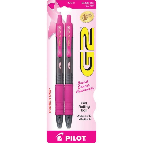 Pilot G2 Pens, Gel Roller, Fine Point 0.7 mm, Black - 2 pens