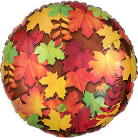 Colorful Fall Leaves 18 Inch Mylar Balloon NOT INFLATED