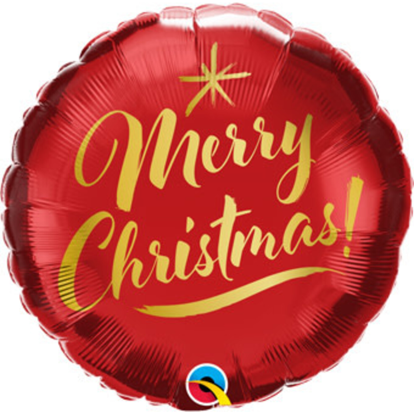 Merry Christmas Gold Script Red  18 Inch Mylar Balloon - Christmas Theme Balloon - 1 Pack NOT INFLATED [89844]