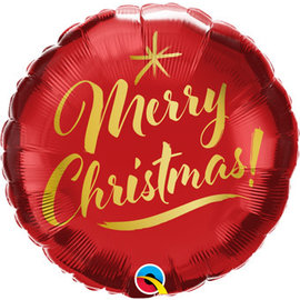 Merry Christmas Gold Script Red  18 Inch Mylar Balloon - Christmas Theme Balloon - 1 Pack NOT INFLATED