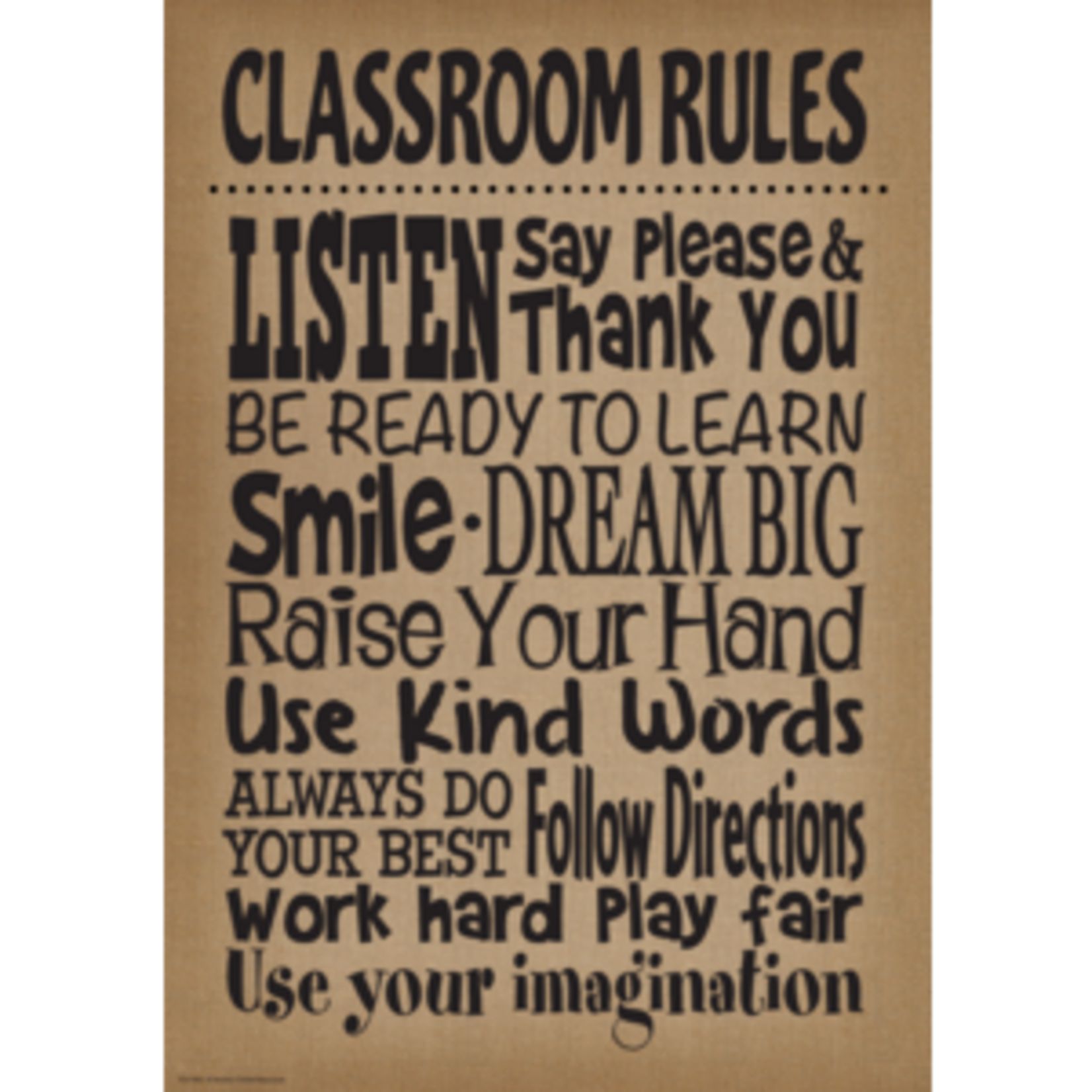 Teacher Created Resources Burlap Classroom Rules Positive Poster [TCR7403]