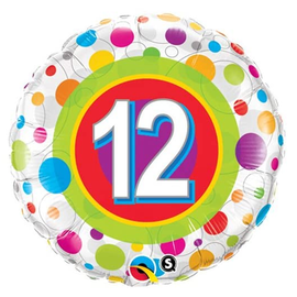 Qualatex 12th Birthday Balloon Number 12 Foil Balloon 1 per Pack