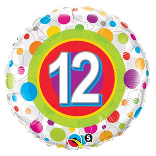 Qualatex 12th Birthday Balloon Number 12 Foil Balloon 1 per Pack