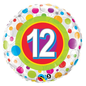 Qualatex 12th Birthday Balloon Number 12 Foil Balloon 1 per Pack