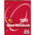 BAZIC BAZIC 100 Ct. Quad-Ruled 4-1" Spiral Notebook [514]