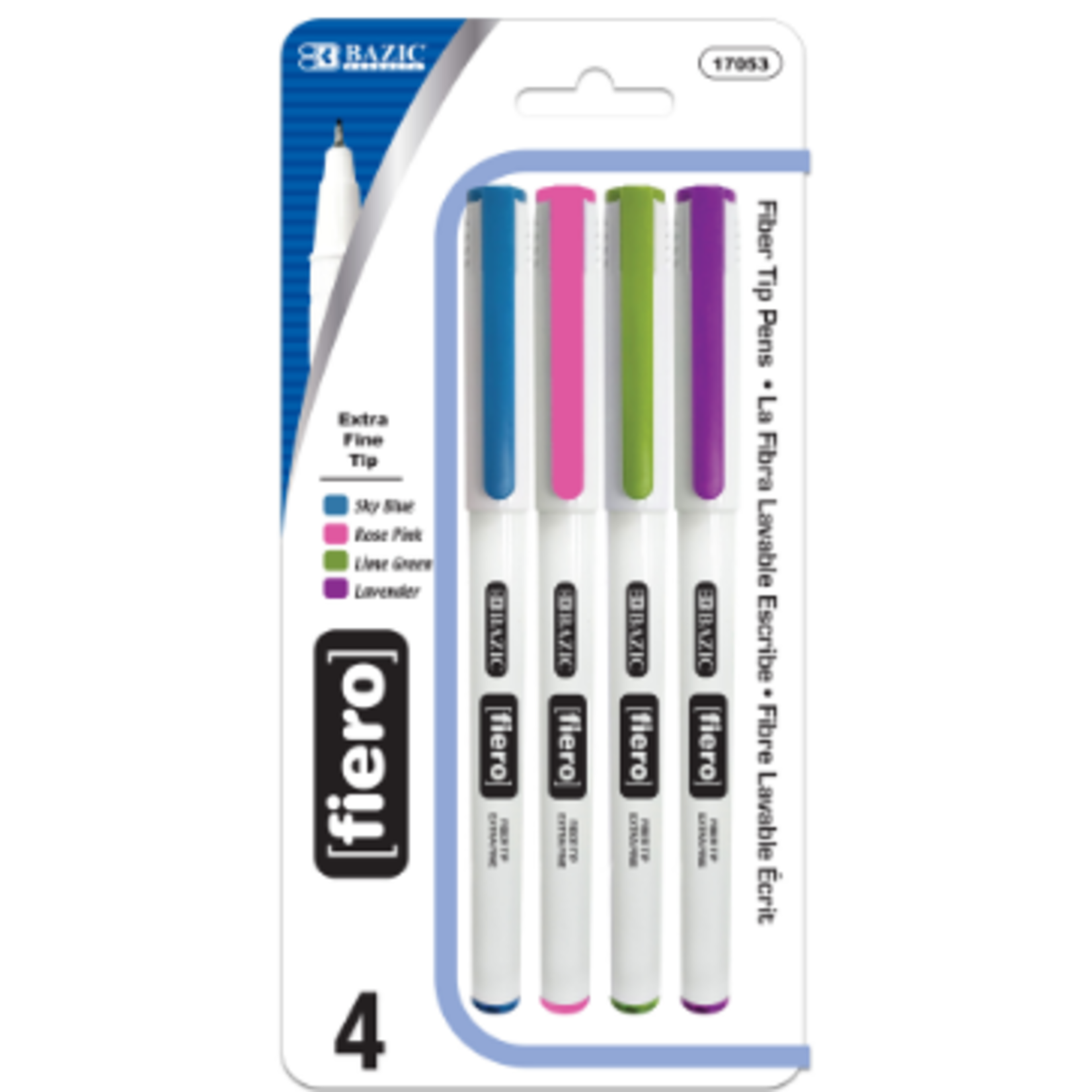 BAZIC BAZIC Fiero Fancy Color Fiber Tip Finerliner Pen (4/Pack) [17053]