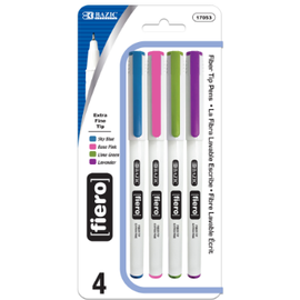 BAZIC BAZIC Fiero Fancy Color Fiber Tip Finerliner Pen (4/Pack)