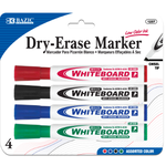 BAZIC BAZIC Assorted Colors Chisel Tip Dry-Erase Markers (4/Pack) [1257]