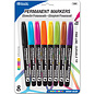 BAZIC BAZIC Bright Colors Fine Tip Permanent Markers w/ Pocket Clip (8/Pack)