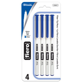 BAZIC BAZIC Fiero BlUE Fiber Tip Finerliner Pen (4/Pack)