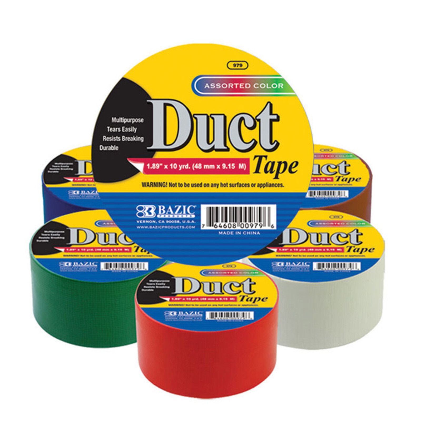 BAZIC BAZIC 1.88" X 10 Yard Assorted Colored Duct Tape [979]