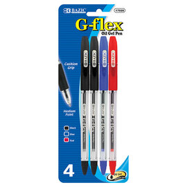 BAZIC BAZIC G-Flex Asst. Color Oil-Gel Ink Pen w/ Cushion Grip (4/Pack)