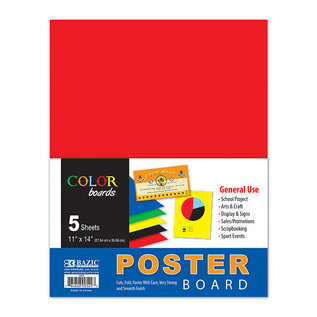 BAZIC BAZIC 11" X 14" Multi Color Poster Board (5/Pack)