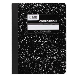 MEAD Mead 09932 9 3/4" x 7 1/2" Black Marble College Rule 1 Subject Composition Book - 100 Sheets