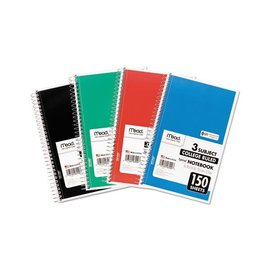 MEAD Mead Spiral Notebook, 3 Subject, Medium/College Rule, Assorted Colors, 9.5 x 5.5, 150 Sheets