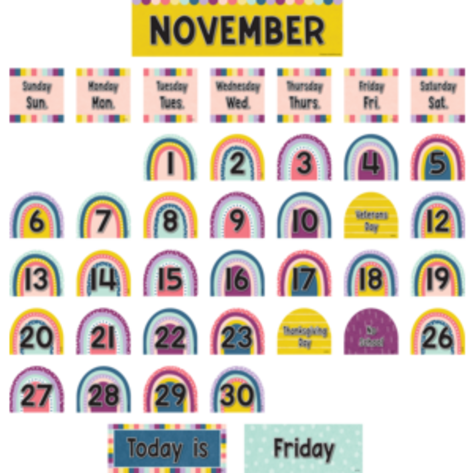 Teacher Created Resources Oh Happy Day Rainbow Calendar Pocket Chart Cards [TCR8344]