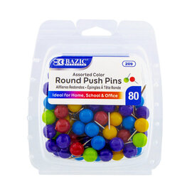 BAZIC BAZIC Assorted Color Round Push Pins (80/Pack)