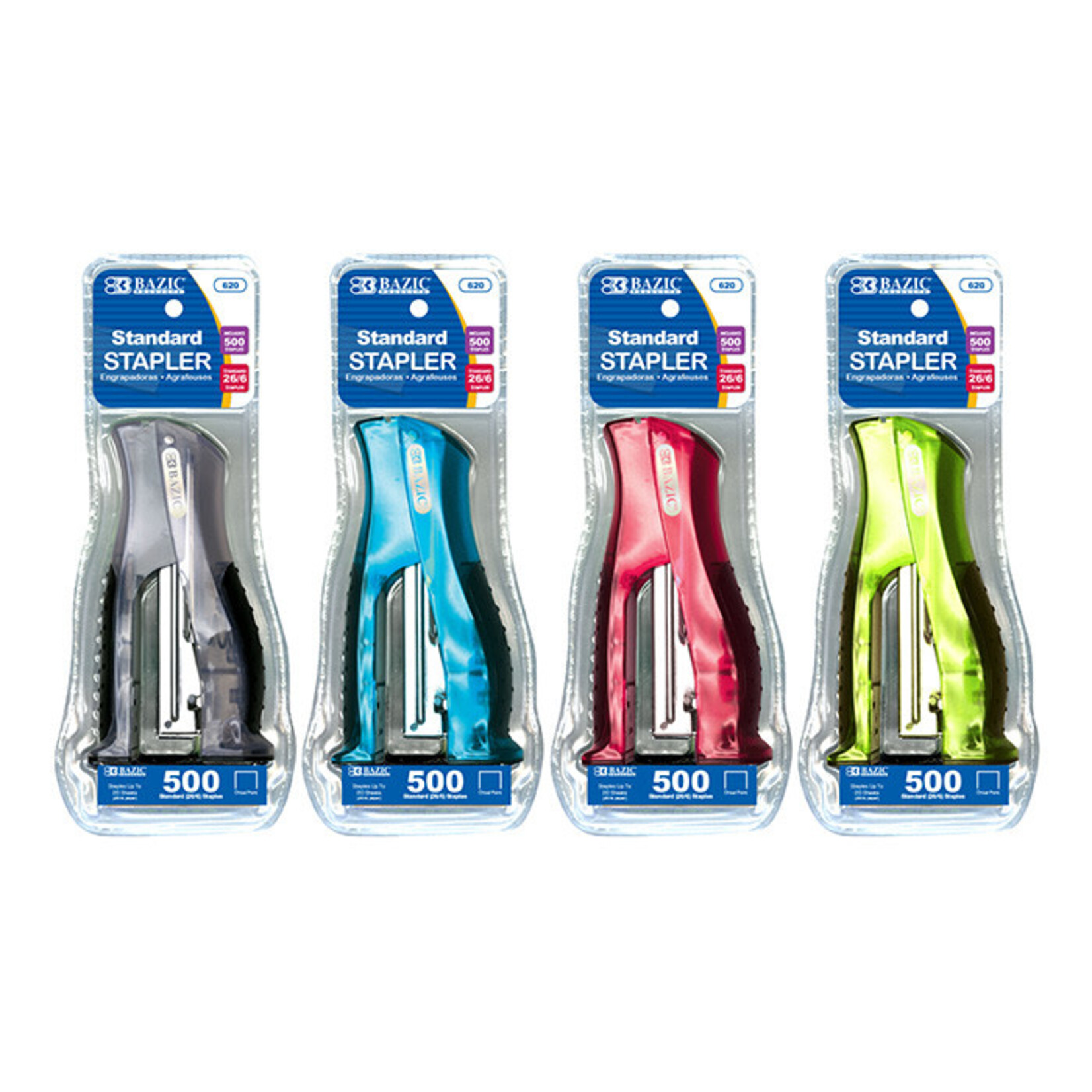 BAZIC BAZIC Compact Stand-Up Standard (26/6) Stapler w/ 500 Ct. Staples [620]