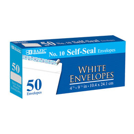 BAZIC BAZIC #10 Self-Seal White Envelopes (50/Pack)