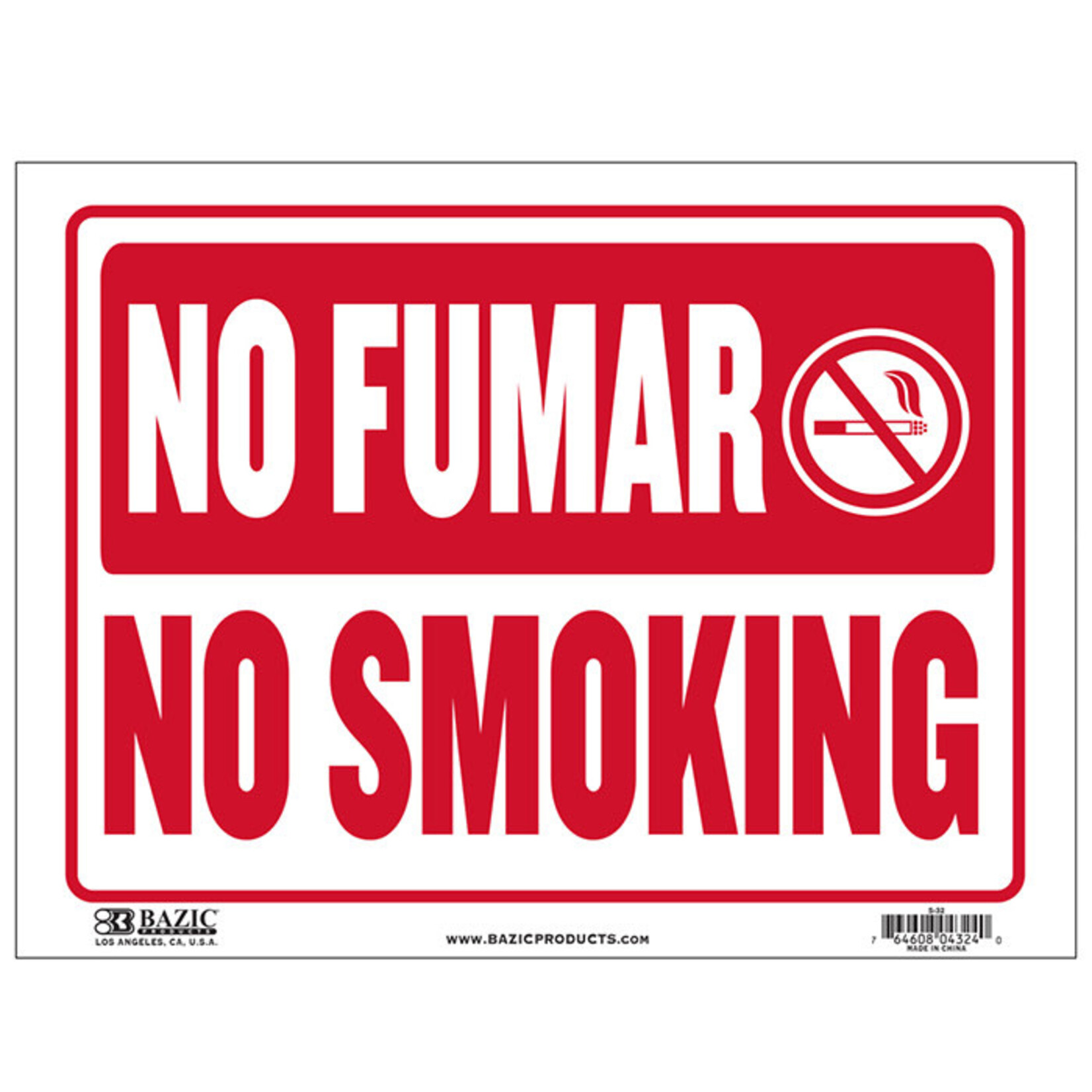 BAZIC BAZIC 9 X 12 No Fumar Sign [s32]