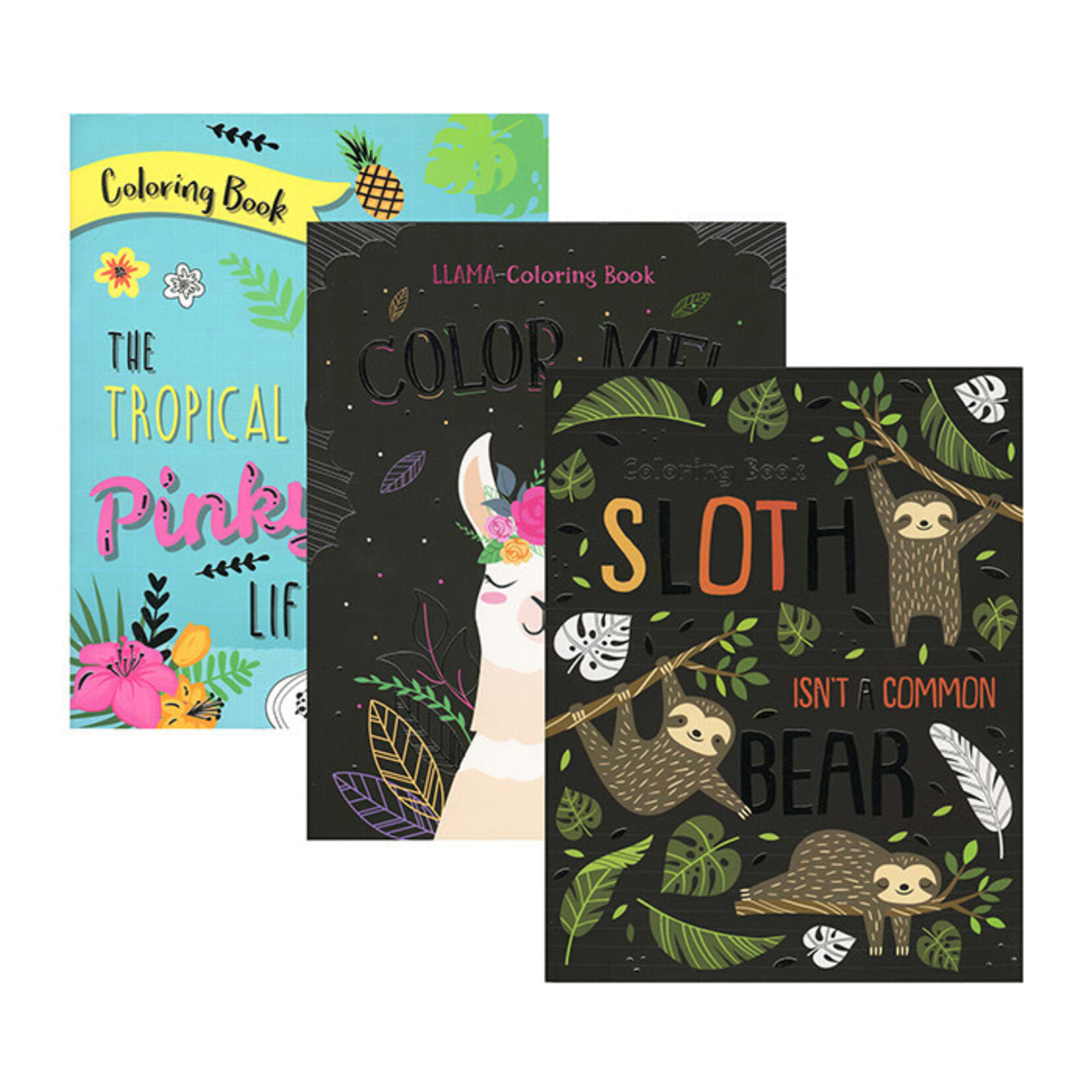 BAZIC Sloth, Llama, Flamingo Foil Coloring Book [70375]
