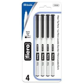BAZIC BAZIC Fiero Black Fiber Tip Finerliner Pen (4/Pack)