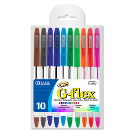 BAZIC G-Flex 10 Color Oil-Gel Ink Pen w/ Cushion Grip