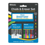 BAZIC 12 Color & 12 White Chalk w/ Eraser Set [2402]