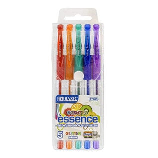 BAZIC Essence Gel Pen 5 Scented Glitter Color w/ Cushion Grip