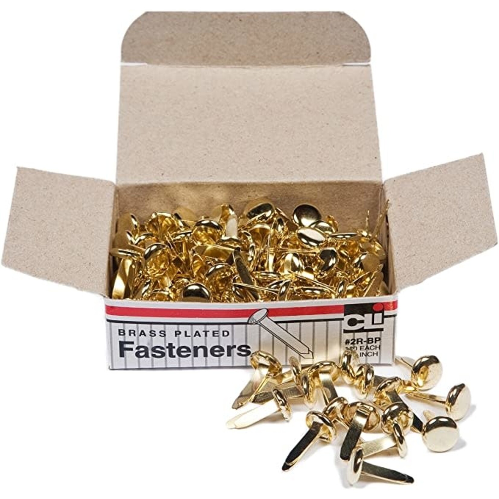 Charles Leonard Co. Charles Leonard Fasteners, Round Head, Brass Plated, 1/2 Inch Shank, 8 MM Head, 100-Pack (2R-BP) [‎CHL2RBP]