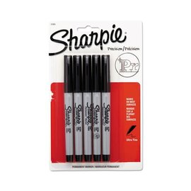 Sanford Brands Sharpie Ultra Fine Tip Permanent Marker, Extra-Fine Needle Tip, Black, 5/Pack