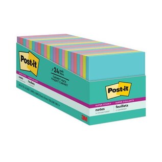 3M Post-it Notes Super Sticky Pads in Supernova Neon Collection Colors, Cabinet Pack, 3" x 3", 70 Sheets/Pad, 24 Pads/Pack