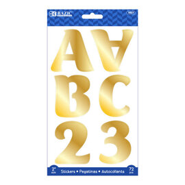 BAZIC BAZIC 2" Gold Metallic Color Alphabet & Numbers Stickers (72/Pack)