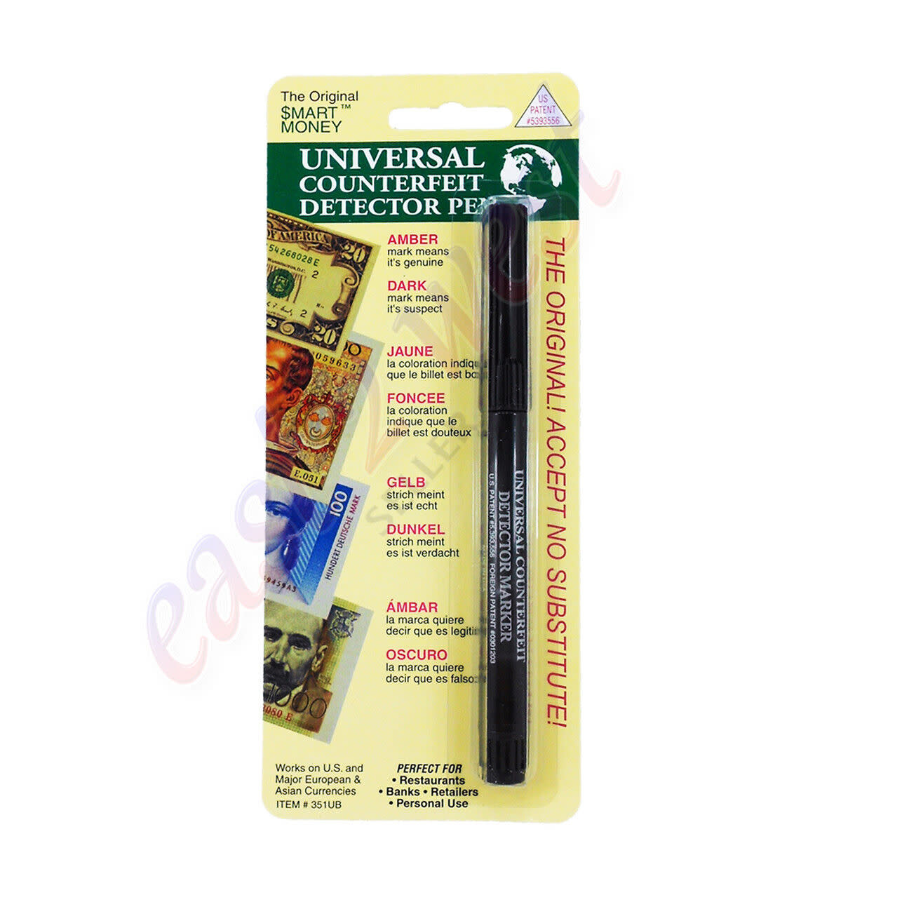 Universal Smart Money Counterfeit Bill Detector Pen for Use w/U.S