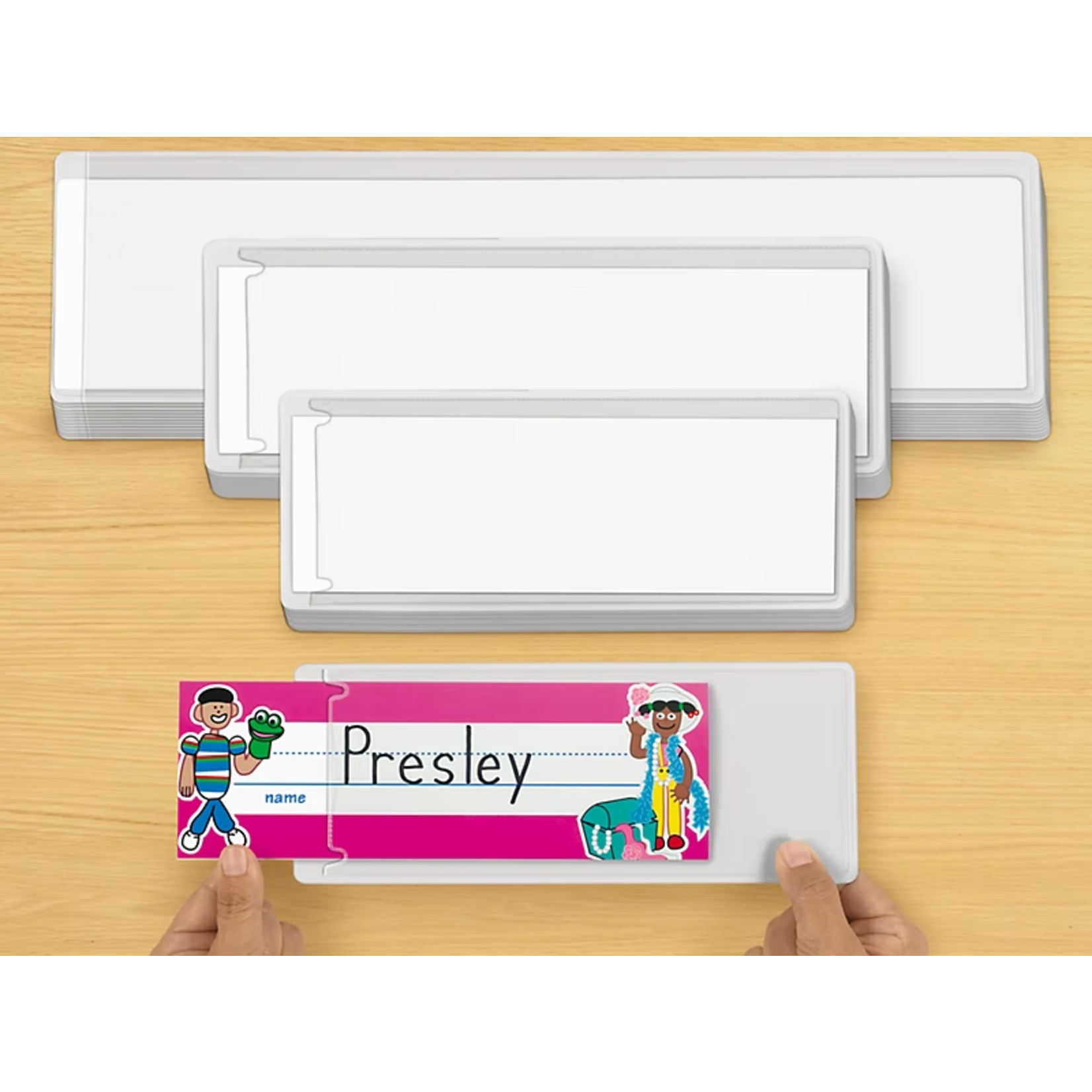LAKESHORE LEARNING Small Self-Adhesive Nameplate Sleeves (3 3/4" x 10") - Set of 12 [FF685]